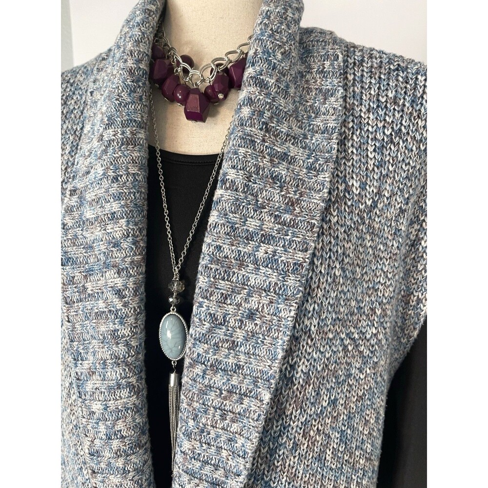 Cabi Chunky Knit Cardigan Blue Small Pockets Sleeveless Love Napa #cabincore